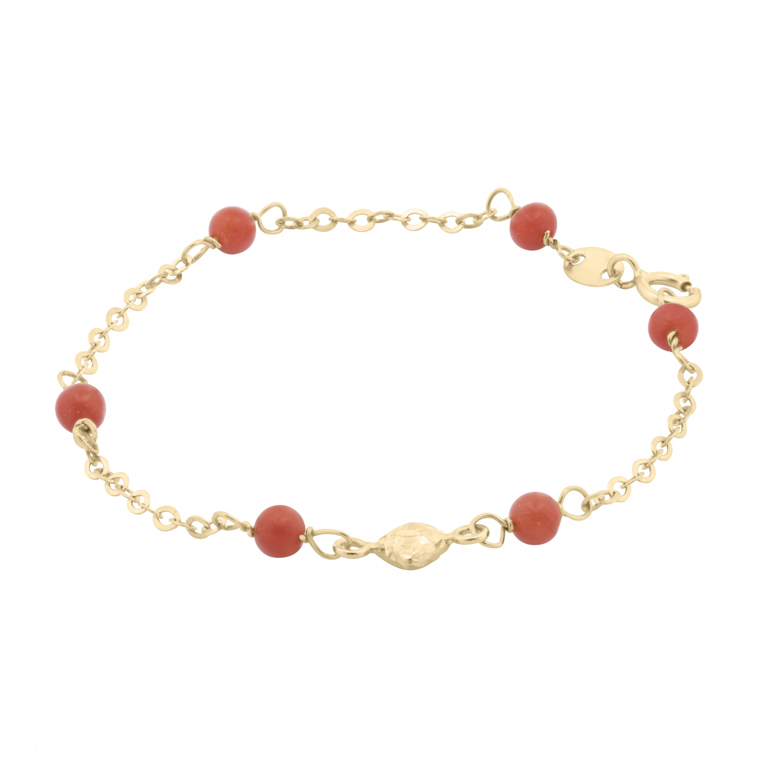 Bratara cu Coral Natural Pentru Copii din Aur Galben 18 Kt Sandra Ferretti Bratara cu Coral Natural Pentru Copii din Aur Galben 18 Kt Sandra Ferretti