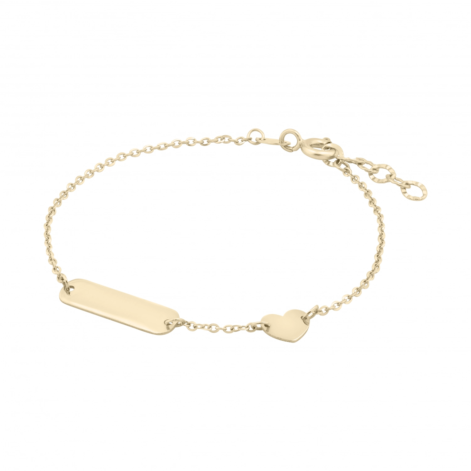 Bratara cu Inimioara si Placuta Pentru Copii din Aur Galben 18 Kt  Sandra Ferretti Bratara cu Inimioara si Placuta Pentru Copii din Aur Galben 18 Kt  Sandra Ferretti