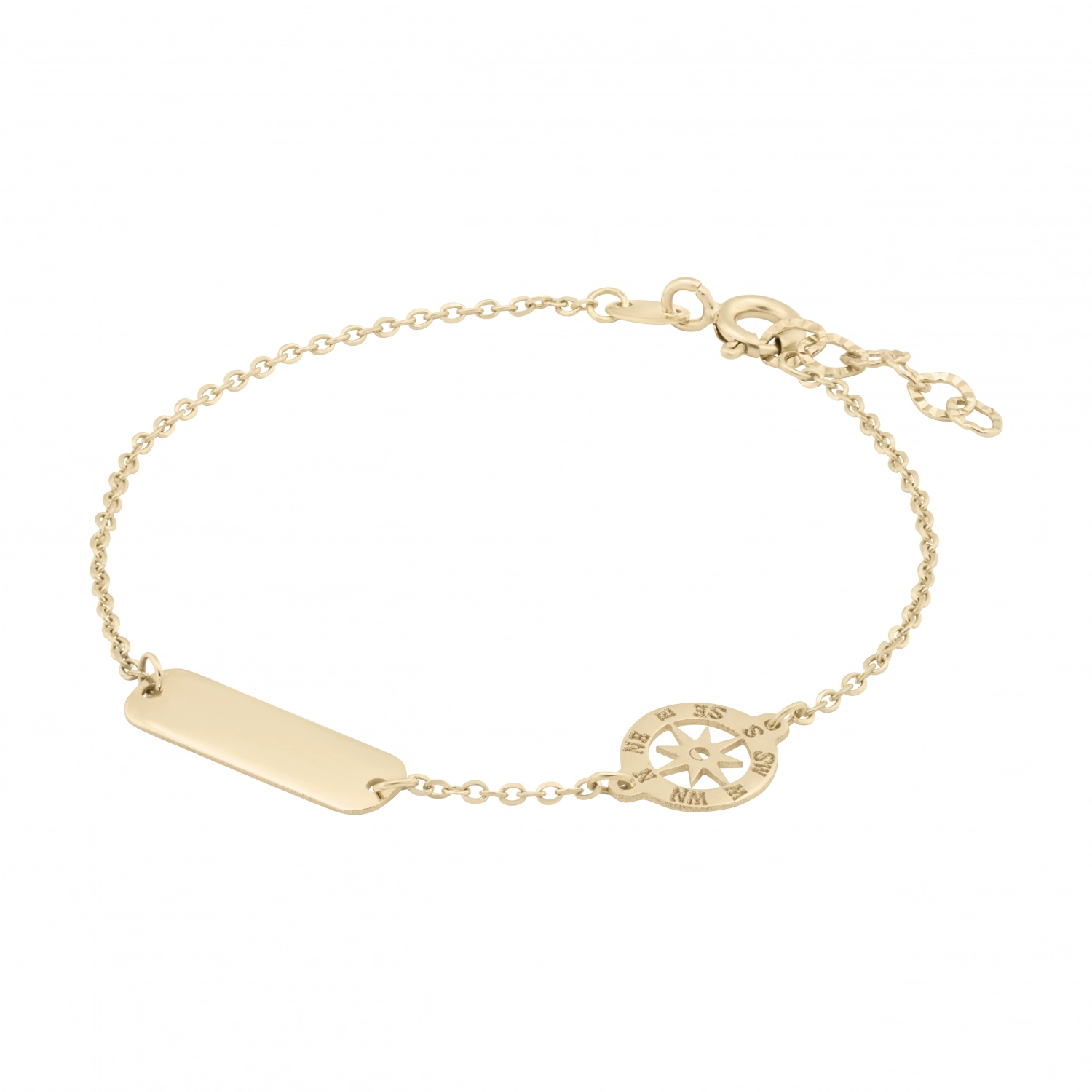 Bratara cu Roza Vanturilor si Placuta Pentru Copii din Aur Galben 18 Kt Sandra Ferretti Bratara cu Roza Vanturilor si Placuta Pentru Copii din Aur Galben 18 Kt Sandra Ferretti