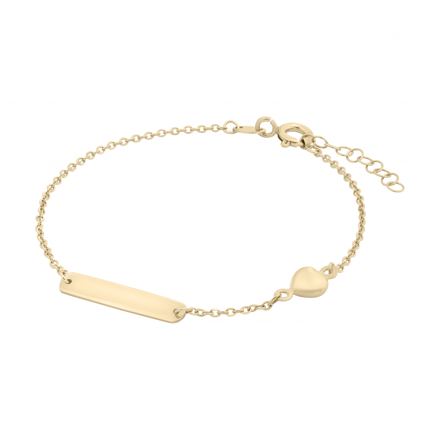 Bratara cu Inimioara si Placuta Pentru Copii din Aur Galben 18 Kt  Sandra Ferretti Bratara cu Inimioara si Placuta Pentru Copii din Aur Galben 18 Kt  Sandra Ferretti