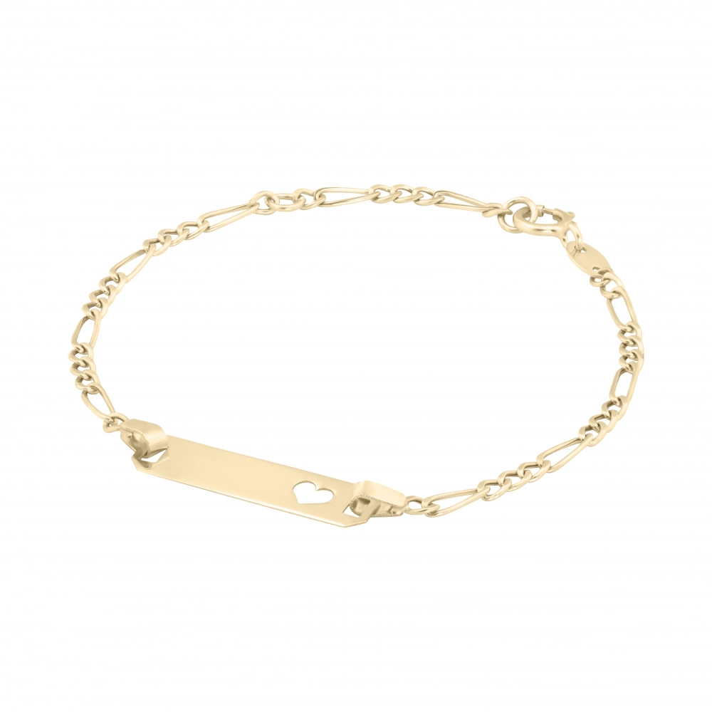 Bratara cu Inima si Placuta Pentru Copii din Aur Galben 14 Kt Sandra Ferretti Bratara cu Inima si Placuta Pentru Copii din Aur Galben 14 Kt Sandra Ferretti