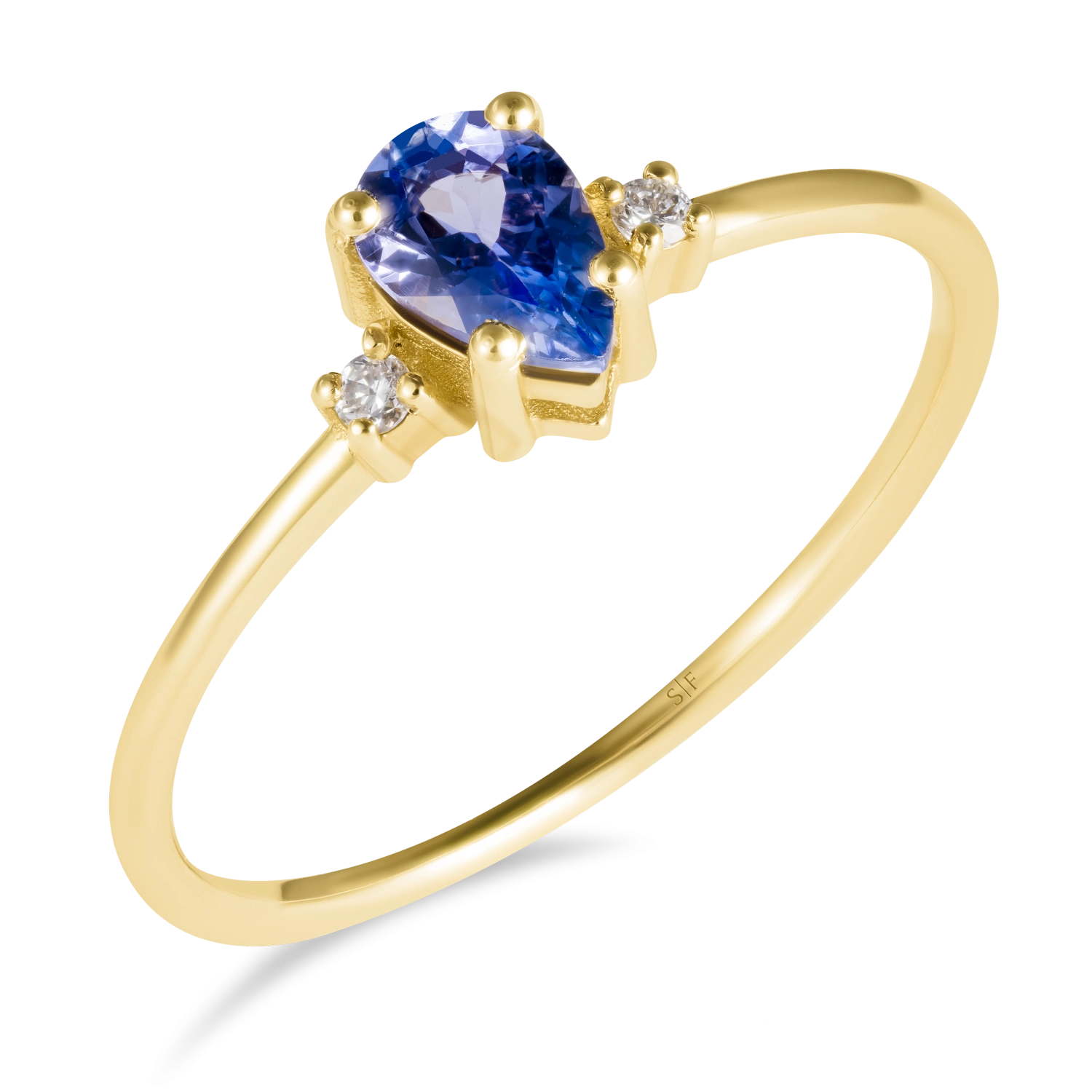 Inel Bremen Aur Galben 14K cu Diamante de 0.03 Carate si Tanzanit de 0.40 Carate Sandra Ferretti