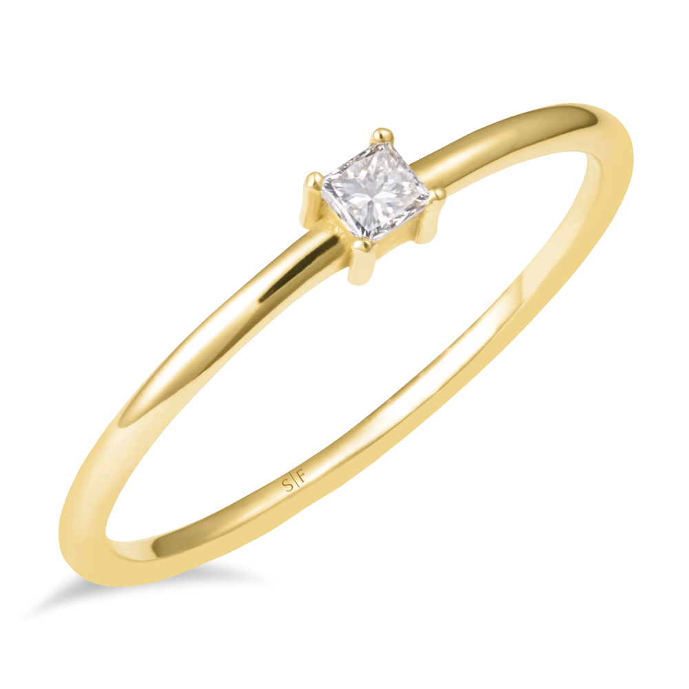 Inel Skopje Aur Galben 14K cu Diamant 0.09 Carate Sandra Ferretti