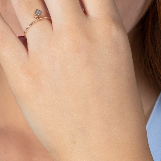 Inel Ambra Aur Roz 14K