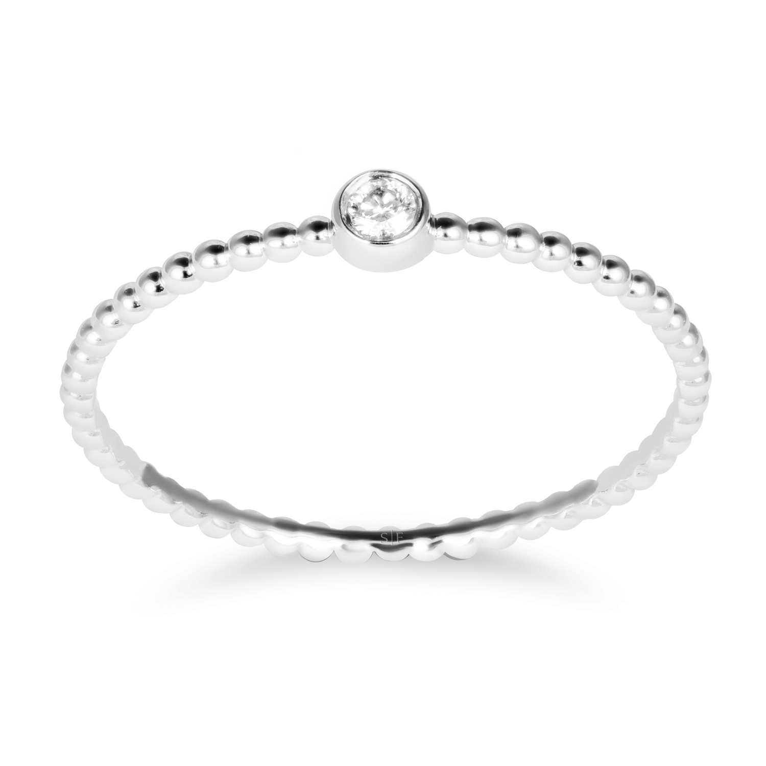 Inel din Aur Alb de 14K cu Diamant de 0.03 Carate  Sandra Ferretti Inel din Aur Alb de 14K cu Diamant de 0.03 Carate  Sandra Ferretti