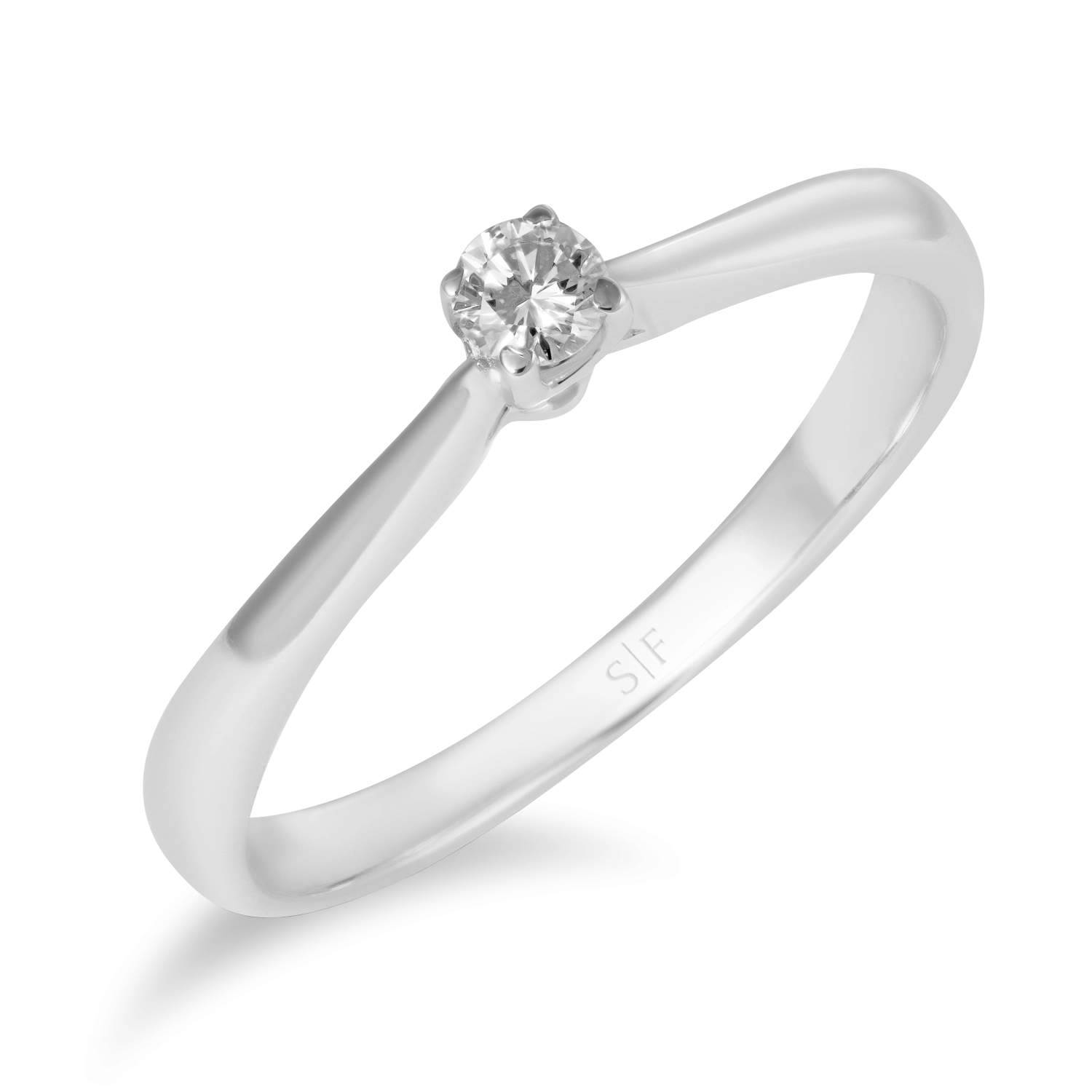 Inel din Aur Alb de 18K cu Diamant de 0.10 Carate  Sandra Ferretti