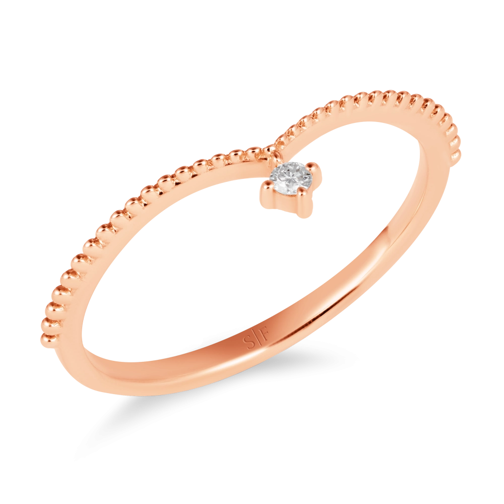 Inel din Aur Roz de 18K cu Diamant de 0.04 Carate  Sandra Ferretti Inel din Aur Roz de 18K cu Diamant de 0.04 Carate  Sandra Ferretti