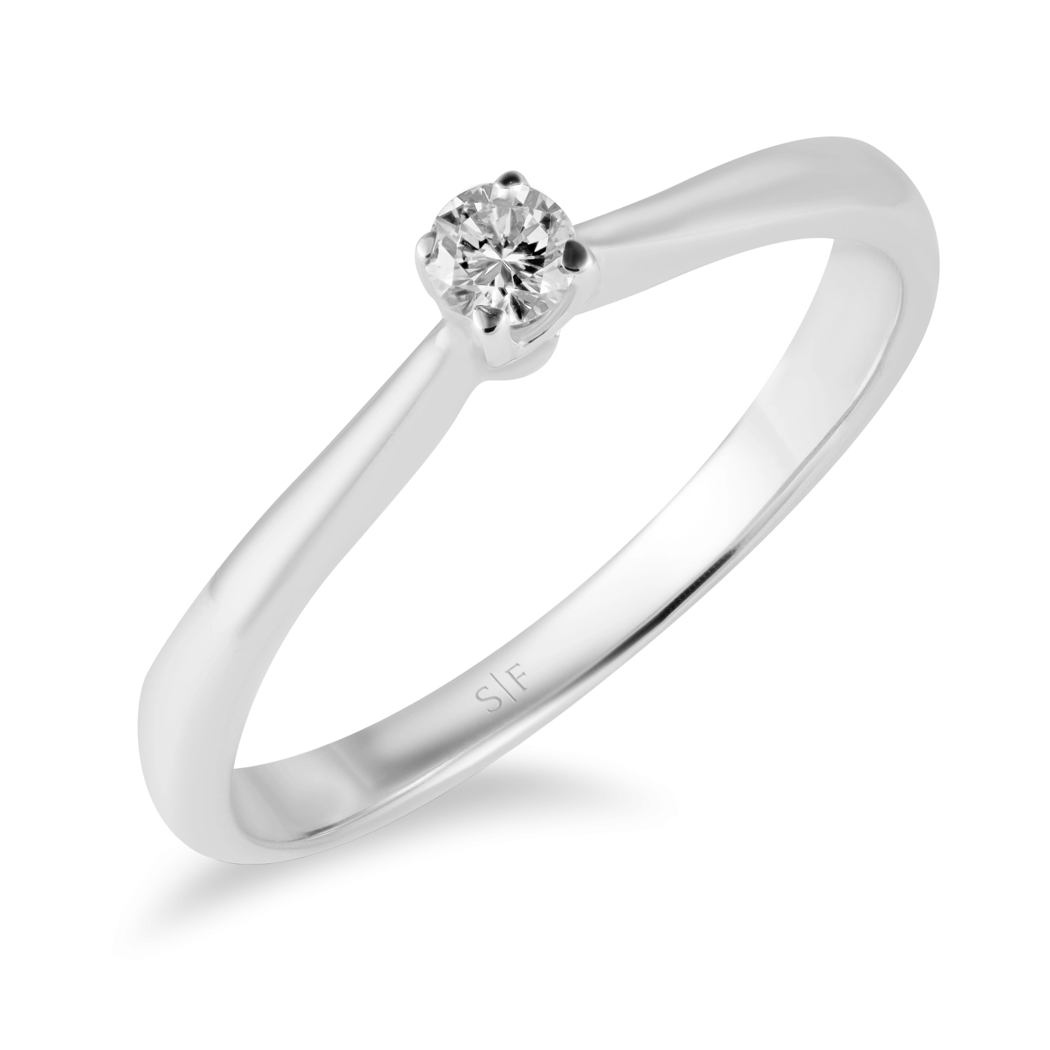 Inel din Aur Alb de 18K cu Diamant de 0.10 Carate  Sandra Ferretti